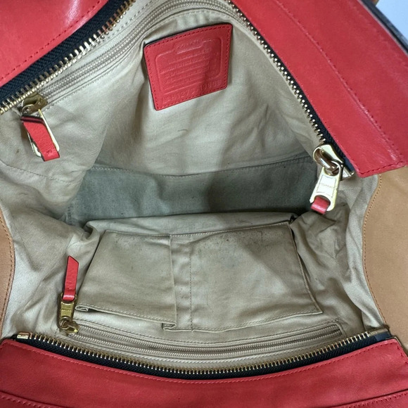 Coach Candice Colorblock legacy handbag red and blue - Picture 5 of 7